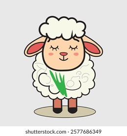 Cute Sheep doodle illustration pig cartoon outline