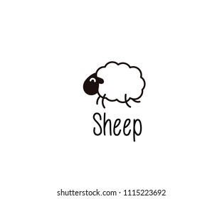 Cute Sheep doodle. Vector illustration of a happy jumping lamb for night sleep or farm subjects