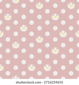 Cute sheep and dot arranged in line seamless pattern background. Vector sheep and circle design for fabric, wrapping, textile, wallpaper, apparel, pajamas, card, wrapping, stationary.