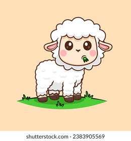 Cute Sheep Eating Grass Cartoon Vector Icon Illustration.
Animal Nature Icon Concept Isolated Premium Vector. Flat
Cartoon Style