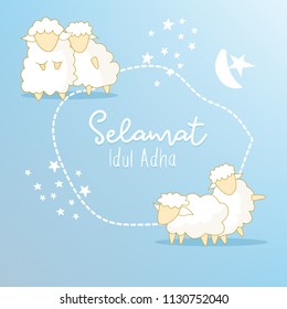 Cute sheep  Eid al adha greeting card, Happy eid mubarak 
