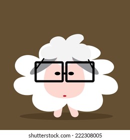 Cute sheep with eye glasses, concept cartoon vector design .