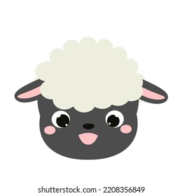 Cute sheep face. Cartoon kawaii lamb animal icon