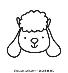 cute sheep face farm animal cartoon vector illustration thick line