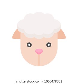 Cute Sheep face, flat design icon vector
