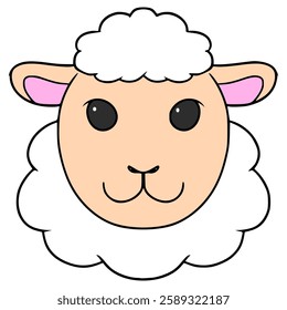 cute sheep face illustration hand drawn isolated vector