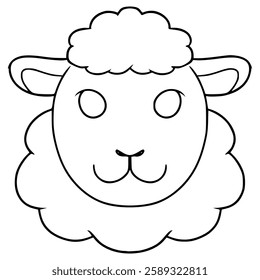 cute sheep face illustration hand drawn outline vector