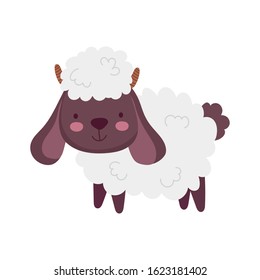 cute sheep farm animal cartoon vector illustration
