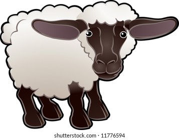 A cute sheep farm animal vector illustration