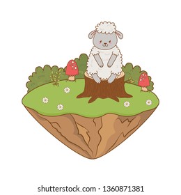 cute sheep in the field woodland character
