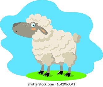 Cute Sheep Flat Style Cartoon Charater Stock Vector (Royalty Free ...