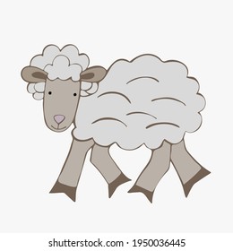 Cute sheep in flat style isolated on white background. Vector illustration. Cartoon sheep.