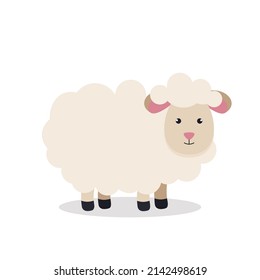 Cute sheep in flat style isolated on white background Eps 10