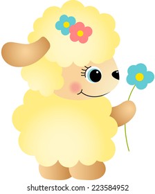 Cute Sheep with Flower