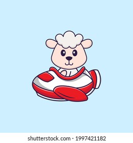 Cerdos volando en un avión. El concepto de caricatura animal aislado. Puede usarse para camisetas, tarjetas de felicitación, tarjetas de invitación o mascota.