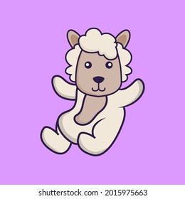 Cute sheep is flying. Vector illustration