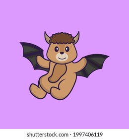 Cute sheep is flying with wings. Animal cartoon concept isolated. Can used for t-shirt, greeting card, invitation card or mascot.