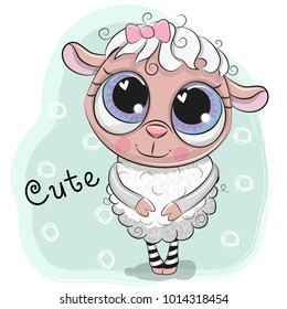 Cute Sheep girl isolated on a blue background