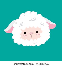 Cute sheep. Good for holiday card. Flat icon. Vector illustration