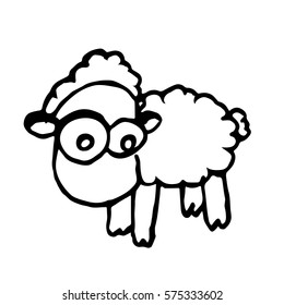 cute sheep hand draw sketch. vector zoo