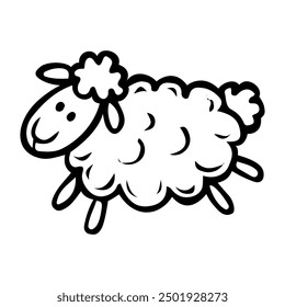 Cute sheep hand drawn doodle. Children plush toy. Time to sleep. Good night. Vector outline line art illustration.