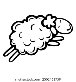 Cute sheep hand drawn doodle. Children plush toy. Time to sleep. Good night. Vector outline line art illustration.