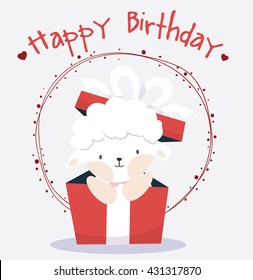 cute sheep in happy birthday card