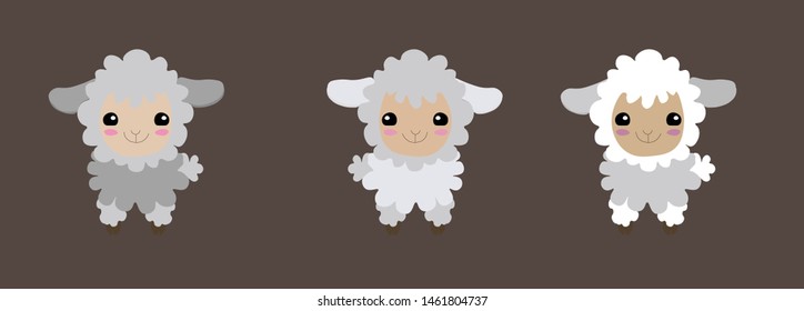 cute sheep happy eid greeting message card, vector illustration for islamic holidays .