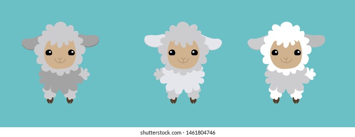 cute sheep happy eid greeting message card, vector illustration for islamic holidays .