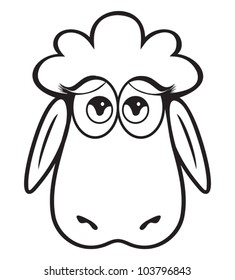 Cute Sheep head black and white