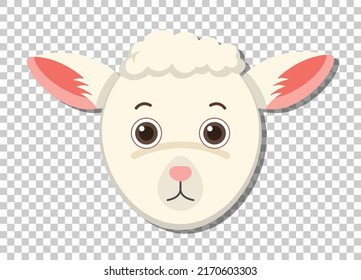 Cute sheep head in flat cartoon style illustration
