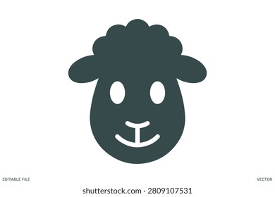 Cute sheep head icon farm animal lamb face cute woolly mammal vector silhouette graphic