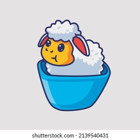 cute sheep hide inside the bucket. isolated cartoon animal nature illustration. Flat Style suitable for Sticker Icon Design Premium Logo vector. Mascot Character