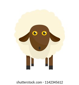 Cute sheep icon. Flat illustration of cute sheep vector icon for web isolated on white