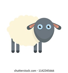 Cute sheep icon. Flat illustration of cute sheep vector icon for web isolated on white