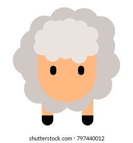 Cute sheep icon on a white background, Vector illustration