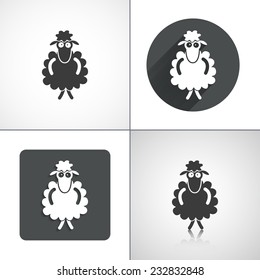 Cute sheep icons. Set elements for design. Vector illustration