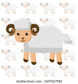 ilustración linda de oveja dibujada como vector, diseño de tela, caricaturas divertidas, diseño de papel pintado y 
pantalones T 