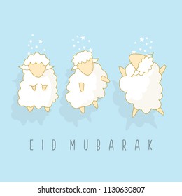 Cute sheep illustration of Eid Al Adha for greeting card and many more. 
