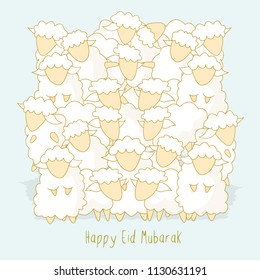 Cute sheep illustration of Eid Al Adha for greeting card and many more. 