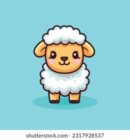 Cute Sheep-Illustration Schafe kawaii chibi Vektorgrafik Stil Schafskarikatur