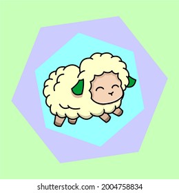 cute sheep illustration logo vector
