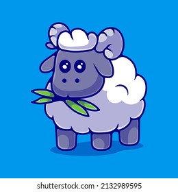 cute sheep illustration suitable for mascot sticker and t-shirt design