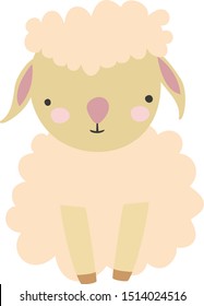 Cute sheep, illustration, vector on white background.