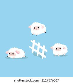Cute sheep jumping a fence