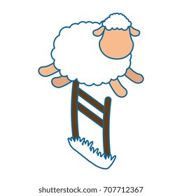 cute sheep jumping the fence