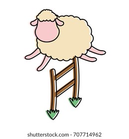 cute sheep jumping the fence