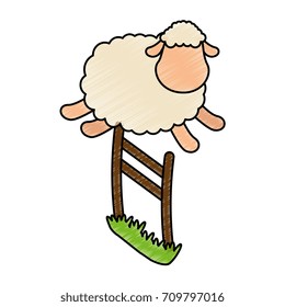 cute sheep jumping the fence