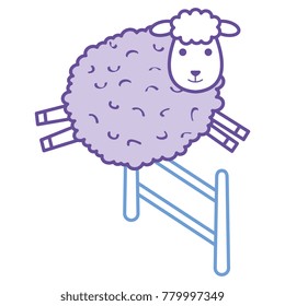 cute sheep jumping fence character icon