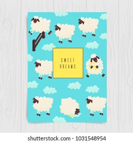 Cute sheep jumping over the fence, vector design